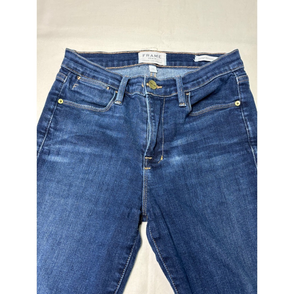 FRAME Le High Skinny Crop Jeans Dark Wash Women's Size 26X27 - Picture 2 of 14
